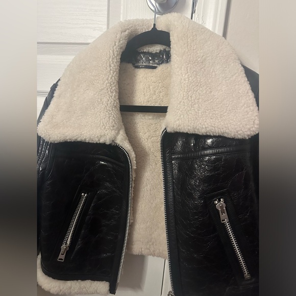 All Saints Shearling Jacket medium - Picture 8 of 12